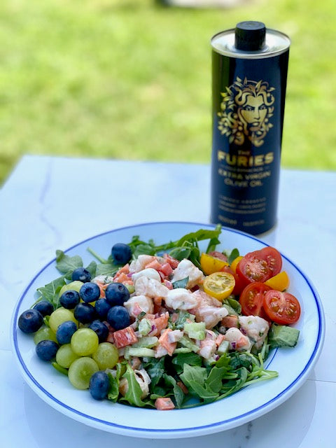 Summer Shrimp Salad with Lemon Caper Yogurt Dressing