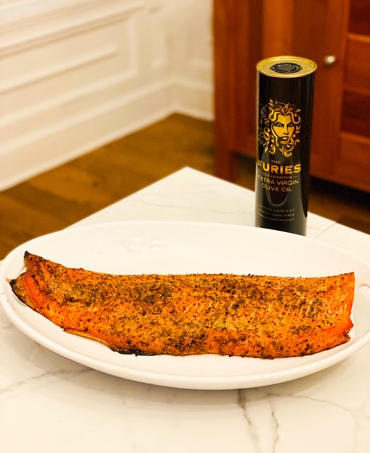 Steelhead Trout grilled on a Cedar Plank